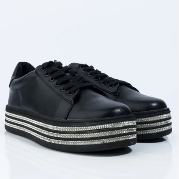 𝙇𝙖𝙨𝙩 6, 6.5 & 9🖤💎Black Rhinestone Platform Sneaker - Picture 8 of 8